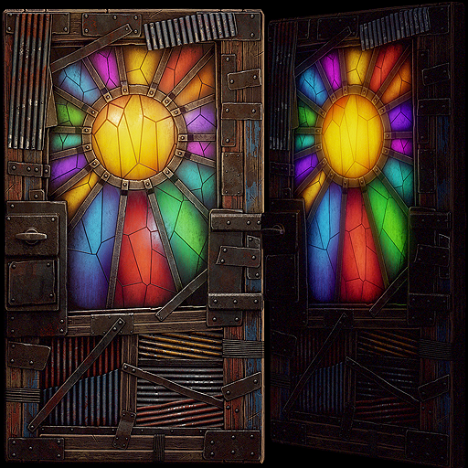 Wasteland Stained Glass Metal Door