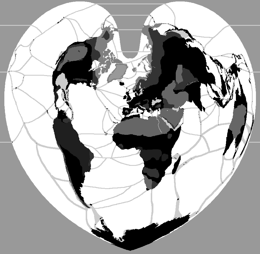 World Map (Bonne Projection, Accurate Area)