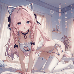 梦幻卧室的粉发猫娘 preview