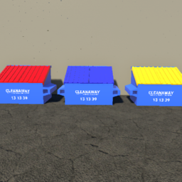 Cleanaway Dumpsters Red, Yellow & Blue