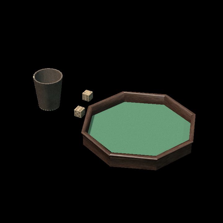 Dice Tray with Dice and Cup