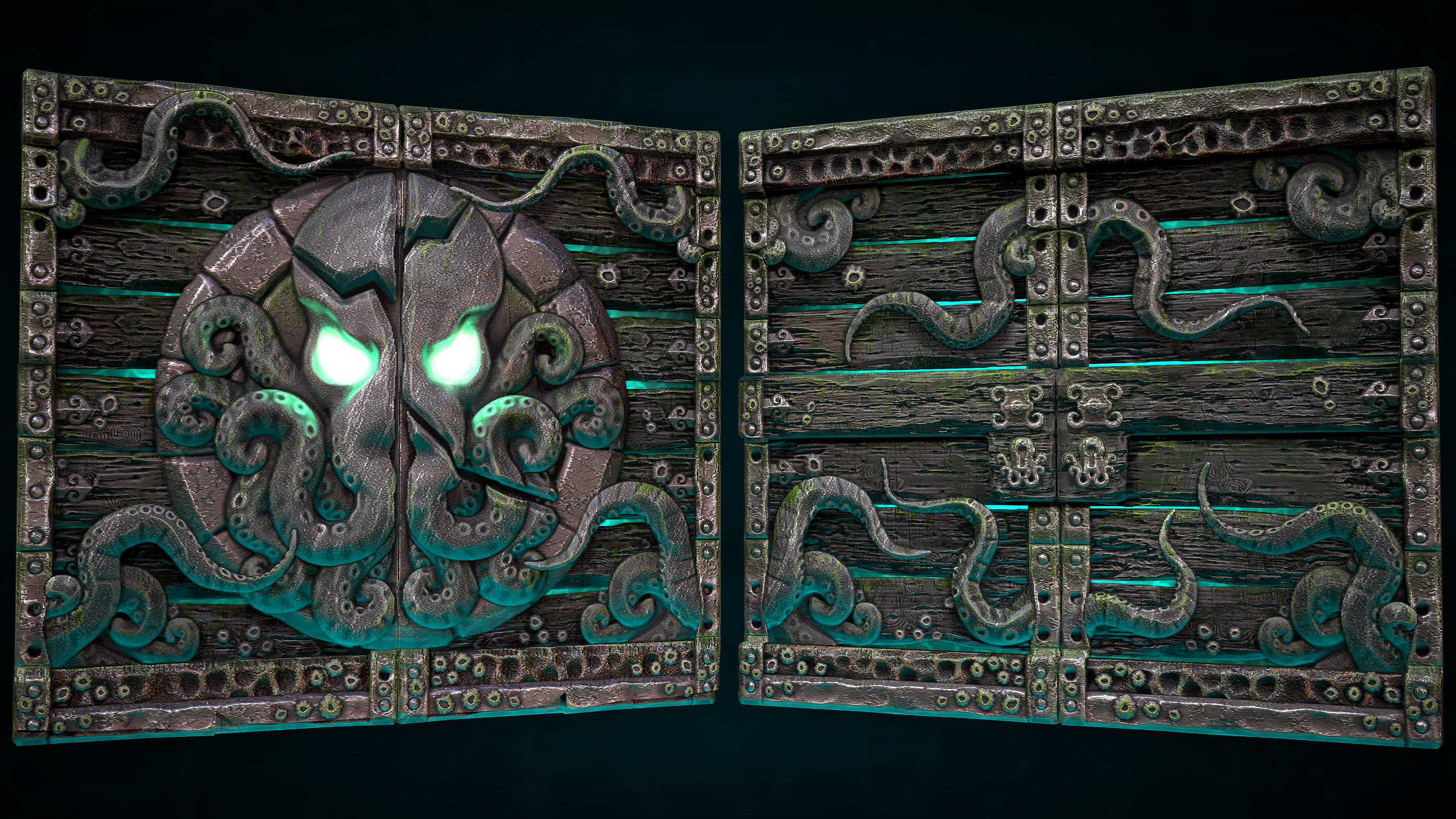 Tomb Of The Octopus Wooden Double Door