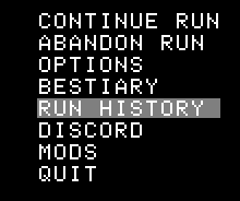 Run History Menu