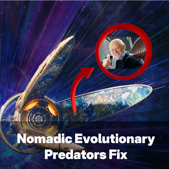 Nomadic Evolutionary Predators Fix
