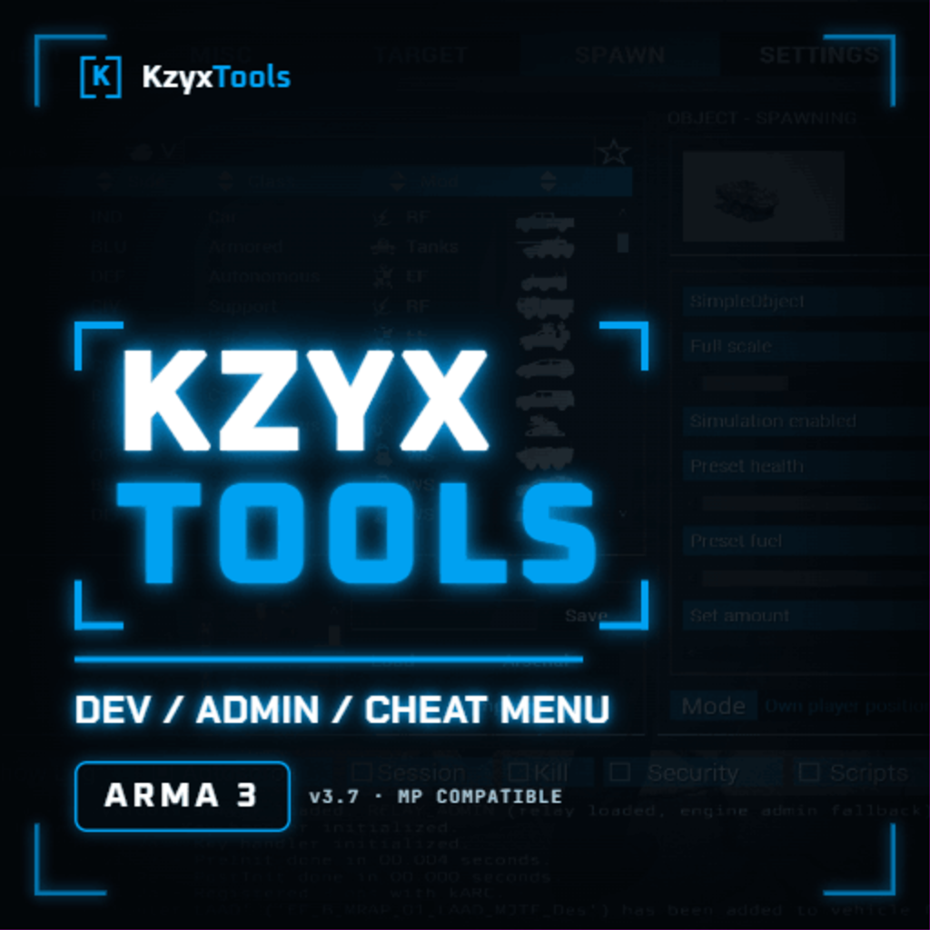 KzyxTools - Cheat Menu & Development-Admin Tool (MP Compatible)