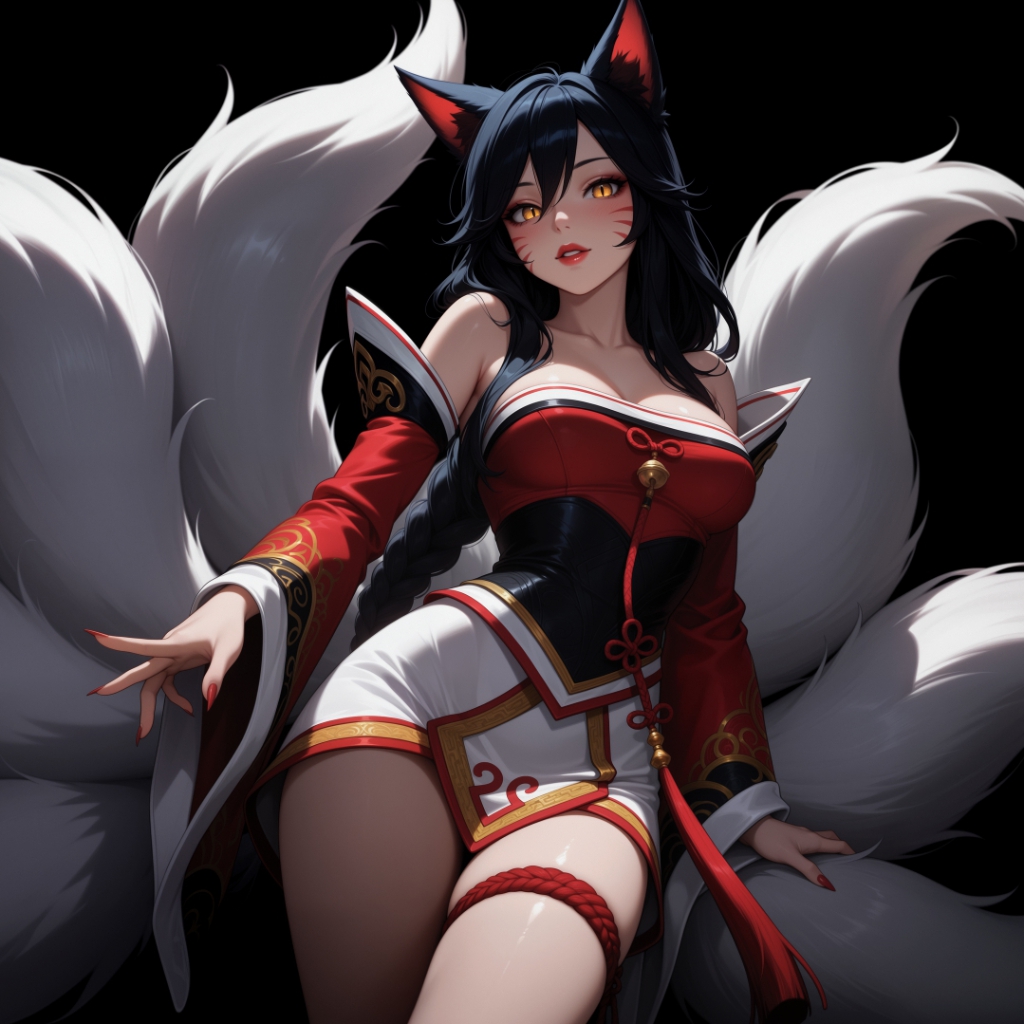 Ahri [League of Legends] | Dark Background | Dark & Colored Versions | 4K