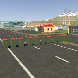 Row Of Red Garbage Bins