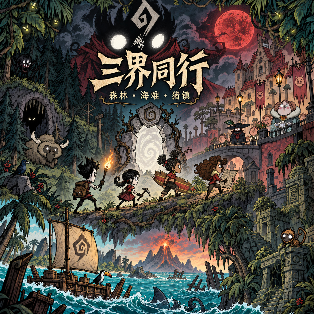 云霄国度 × 岛屿冒险｜森林·海难·猪镇三合一