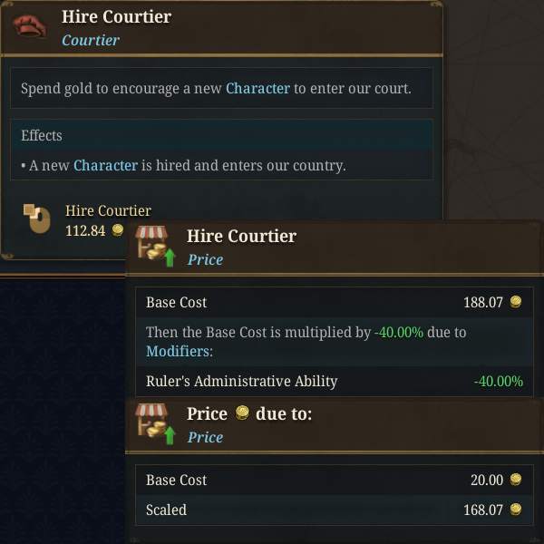 Hire Courtier Cost Fix