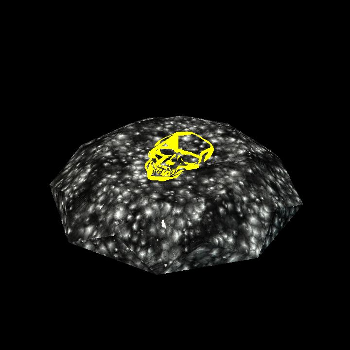 A glowing sigil stone D - skull