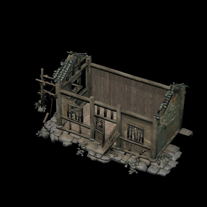 Abandoned hut ruin unroofed