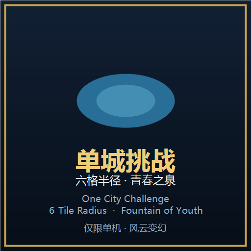 单城挑战 · 六格半径 · 青春之泉 (One City Challenge / 6-Tile Radius / Fountain of Youth) preview