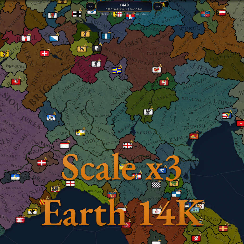 Scale: x3 8k-High-Resolution Earth14K Map