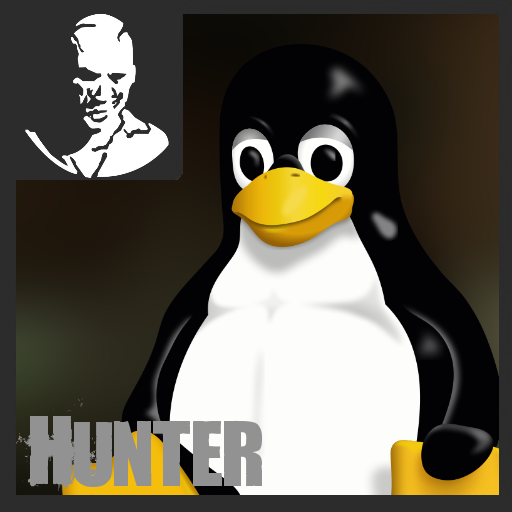 Linux tux over hunter