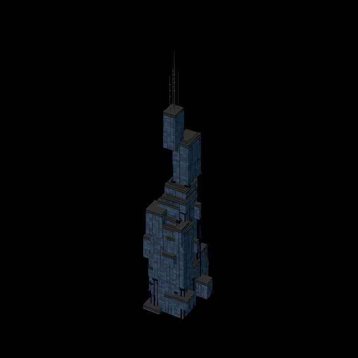 Low Poly Scifi Towers H 2 