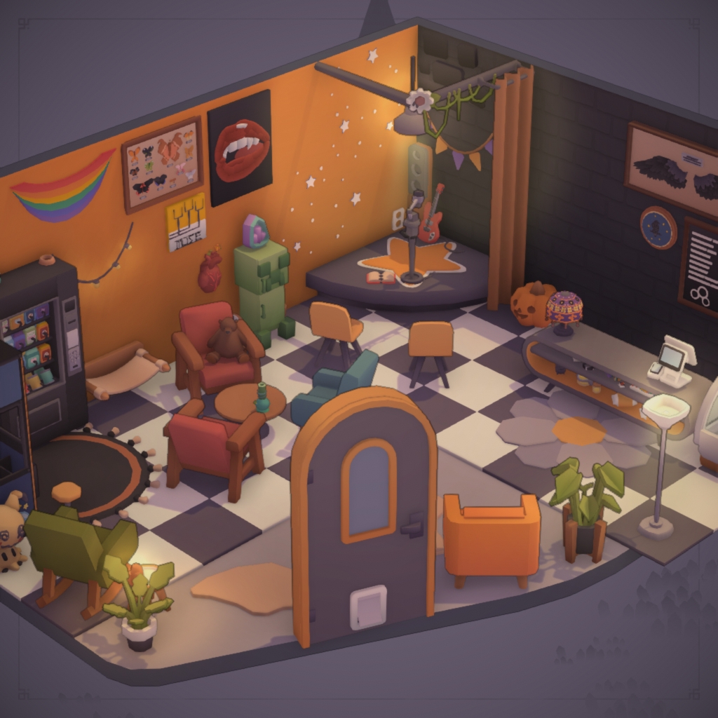 Orange Gothic Lounge- with door