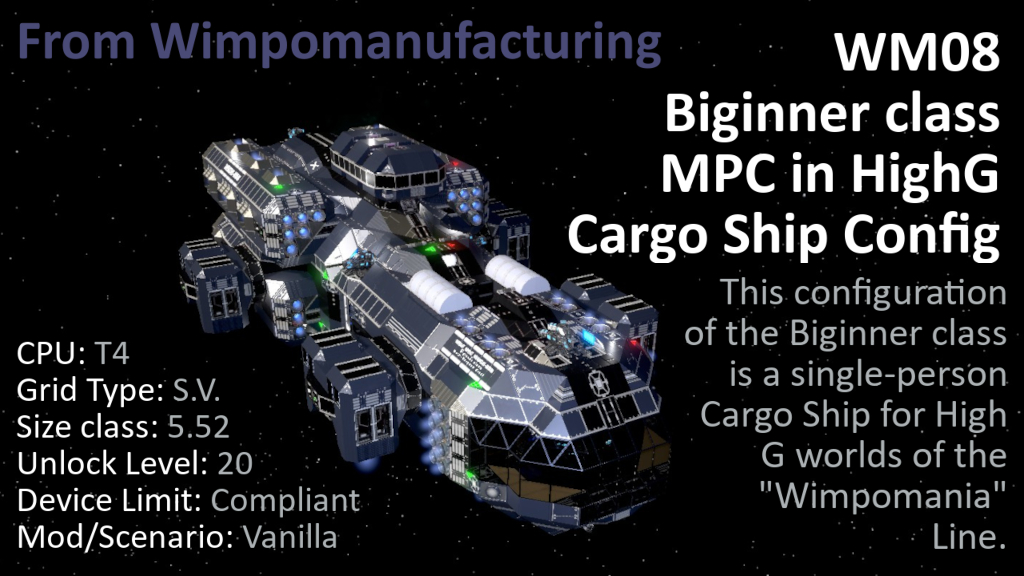 WM08 Biginner class in HighG Cargo Ship config