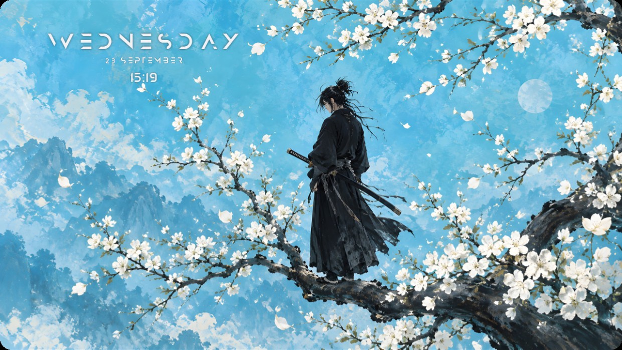 Blue Anime Samurai Paint