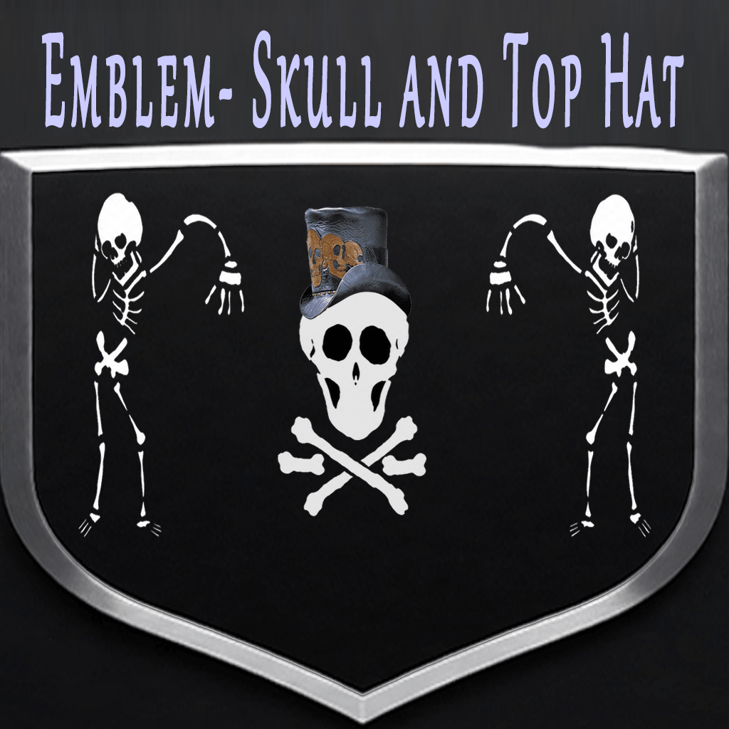 emblem 15 skull and  top hat