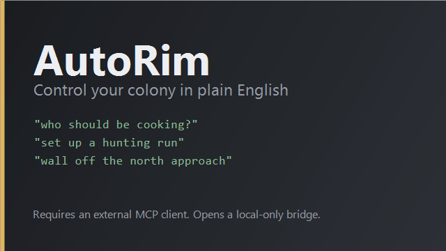 AutoRim - MCP Bridge mod preview for RimWorld