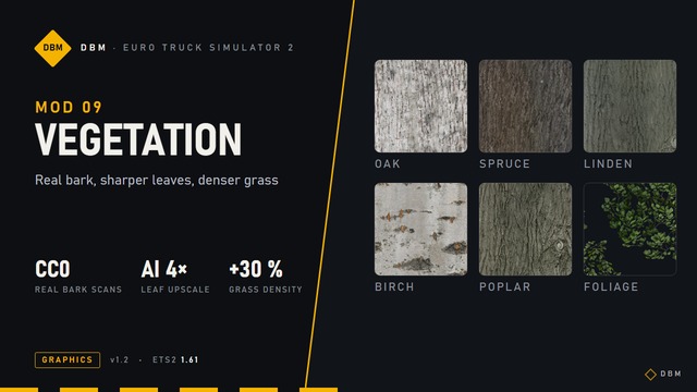 DBM Vegetation - Real textures, sharper leaves, denser grass 1.61