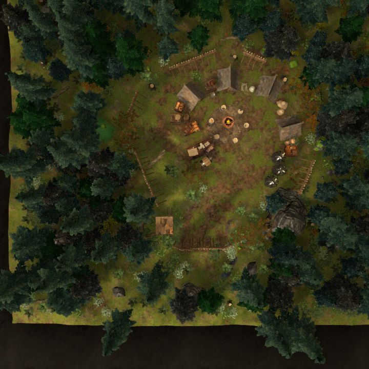 Bandits camp in forest