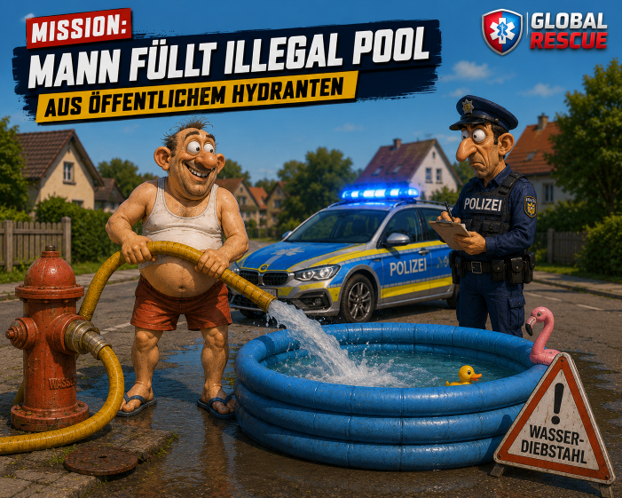 Mann füllt illegal Pool aus öffentlichem Hydranten