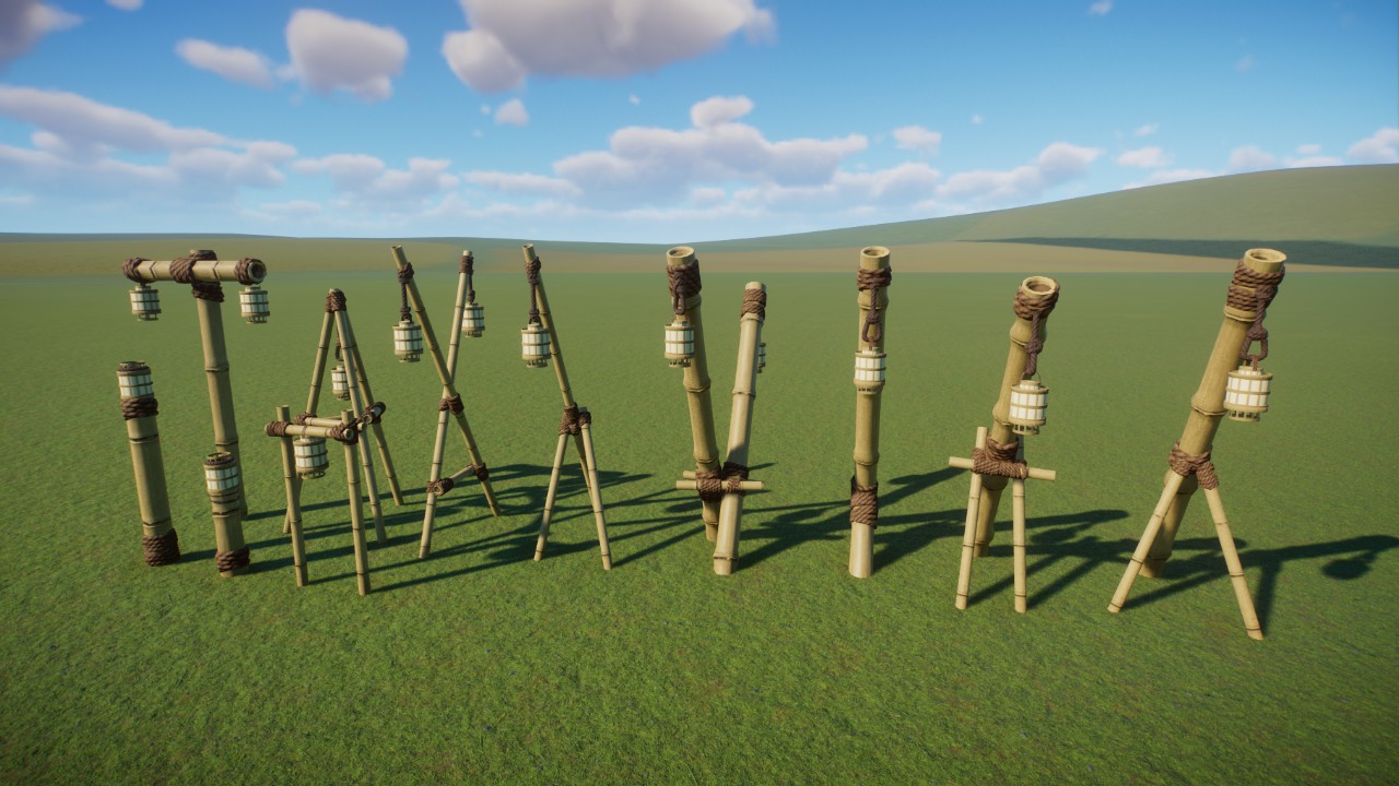 Bamboo Lampposts Set