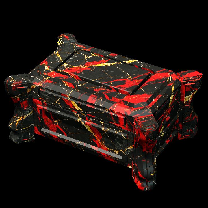 Chest, Black, Gold & Red Marble