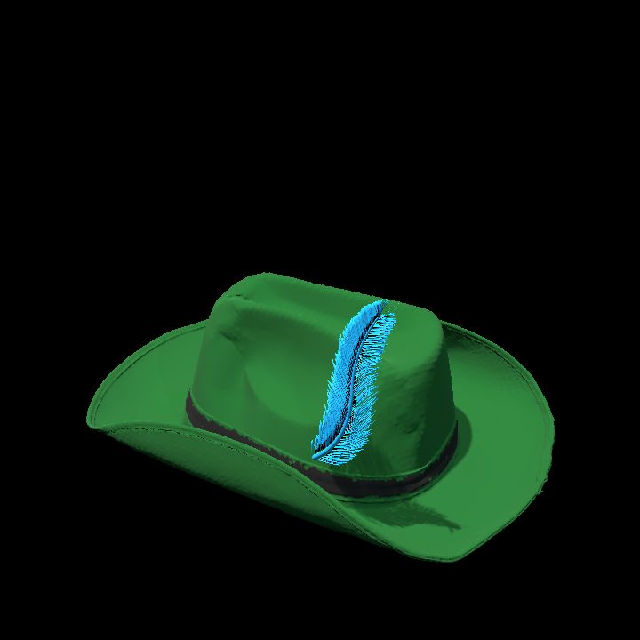 Green hat - Blue feather