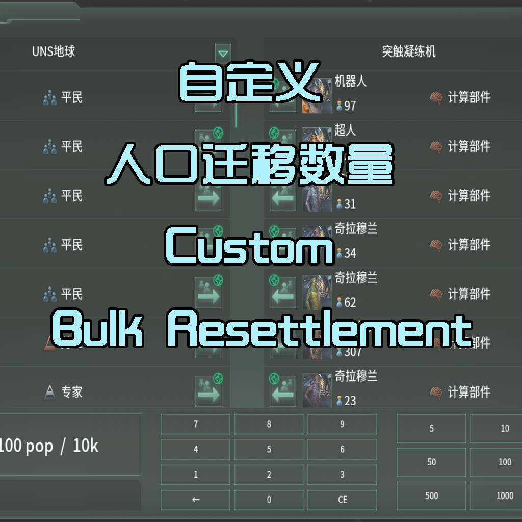 自定义人口迁移数量/Custom Bulk Resettlement 『cyg』