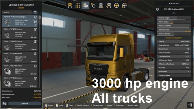 3000 HP Engine for All Trucks (ETS2)