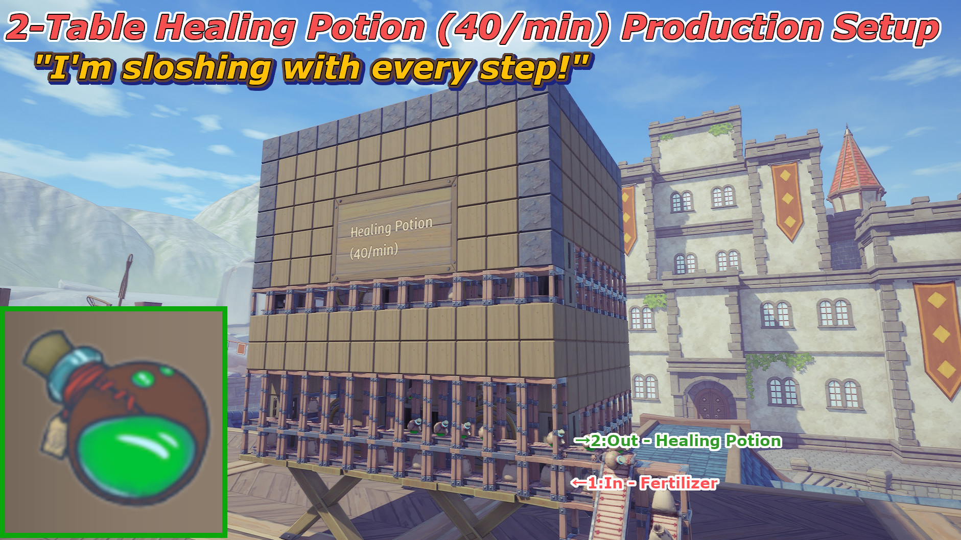 2-Table Healing Potion (40/min) Production Setup