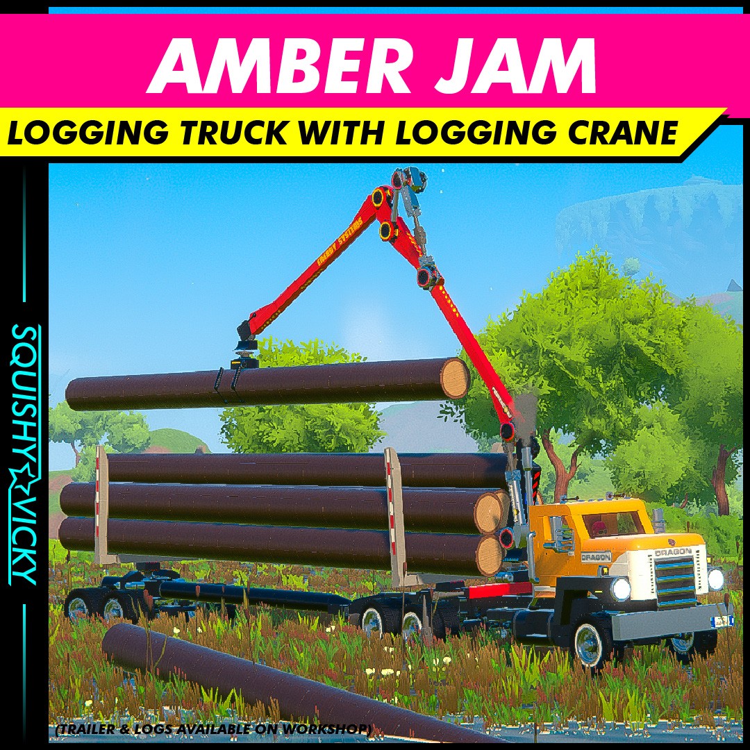 [SQUISHY] Amber Jam - Logging Truck With Logging Crane (Long Logs)