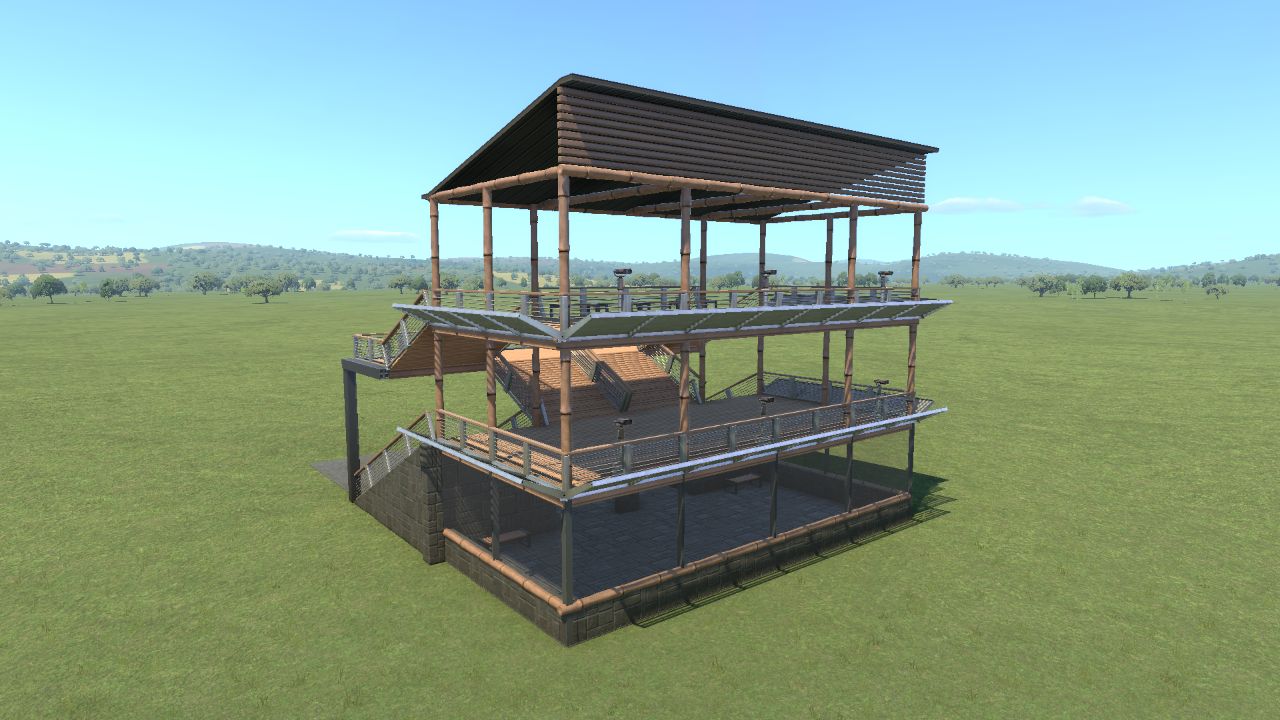 Platform and glass viewing with binoculars [two-story/tall]