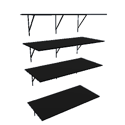22in x 46in Wall Mounted Black Shelves