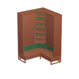 Cabinet - corner, shelves on top, with doors