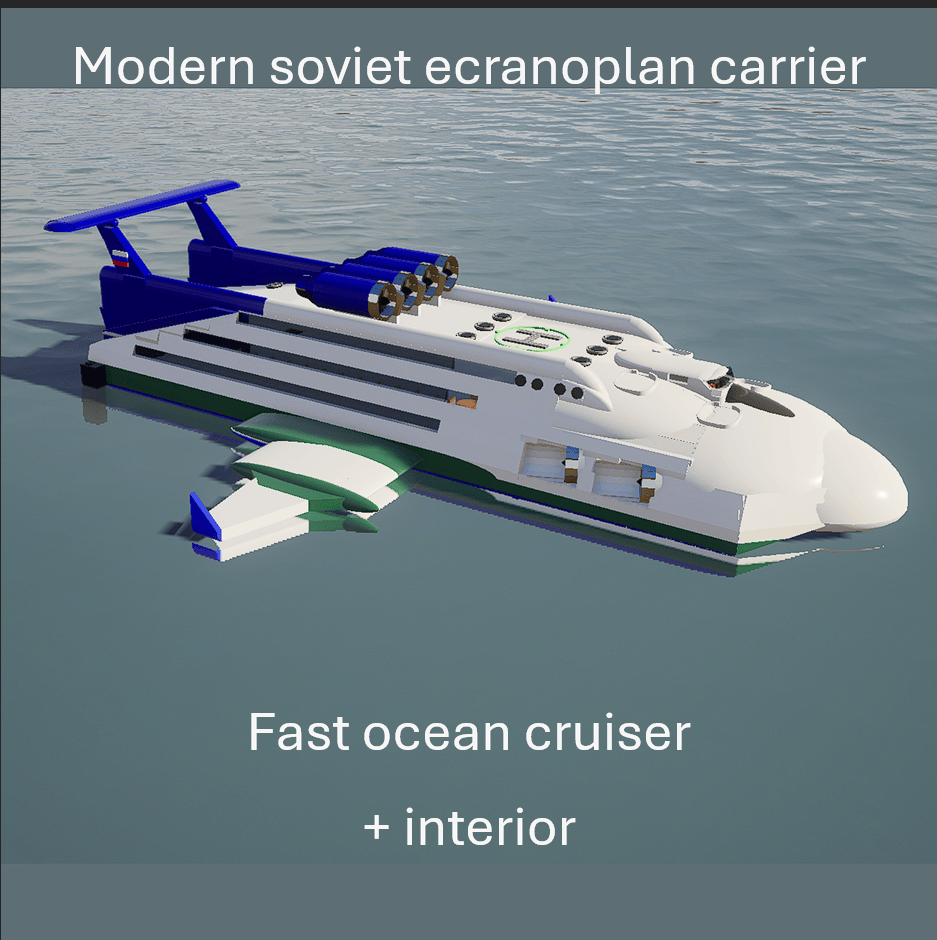 Modern ecranoplan futuristic passenger carrier