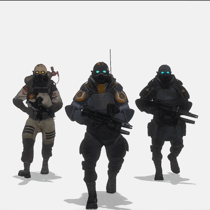 Walking animations for HL:A Combine SNPCS+EXTRAS preview