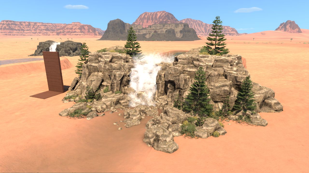 Scrubland tall waterfall