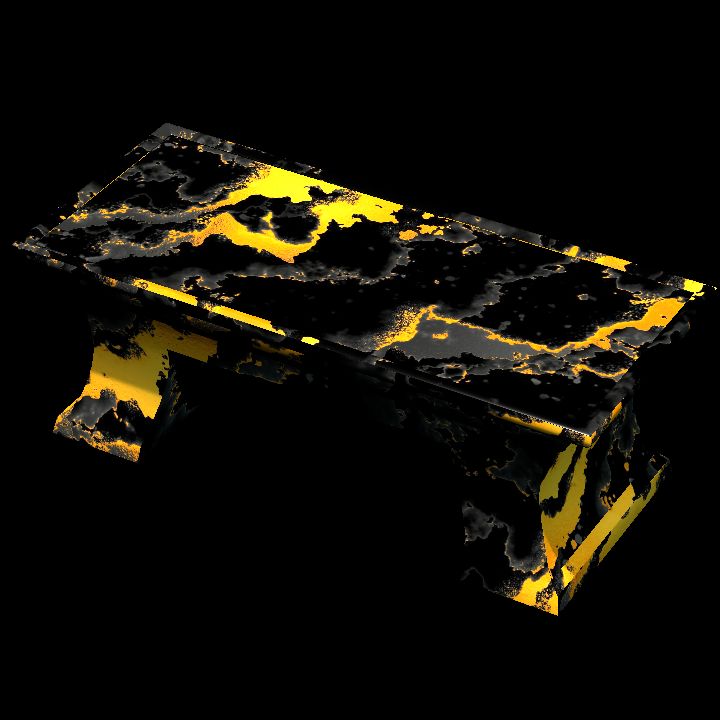 Table, Black & Yellow Marble