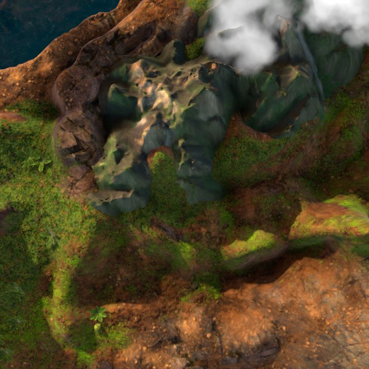 Volcano below
