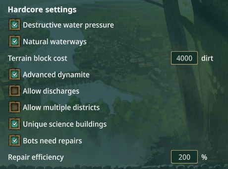 Hardcore Settings preview