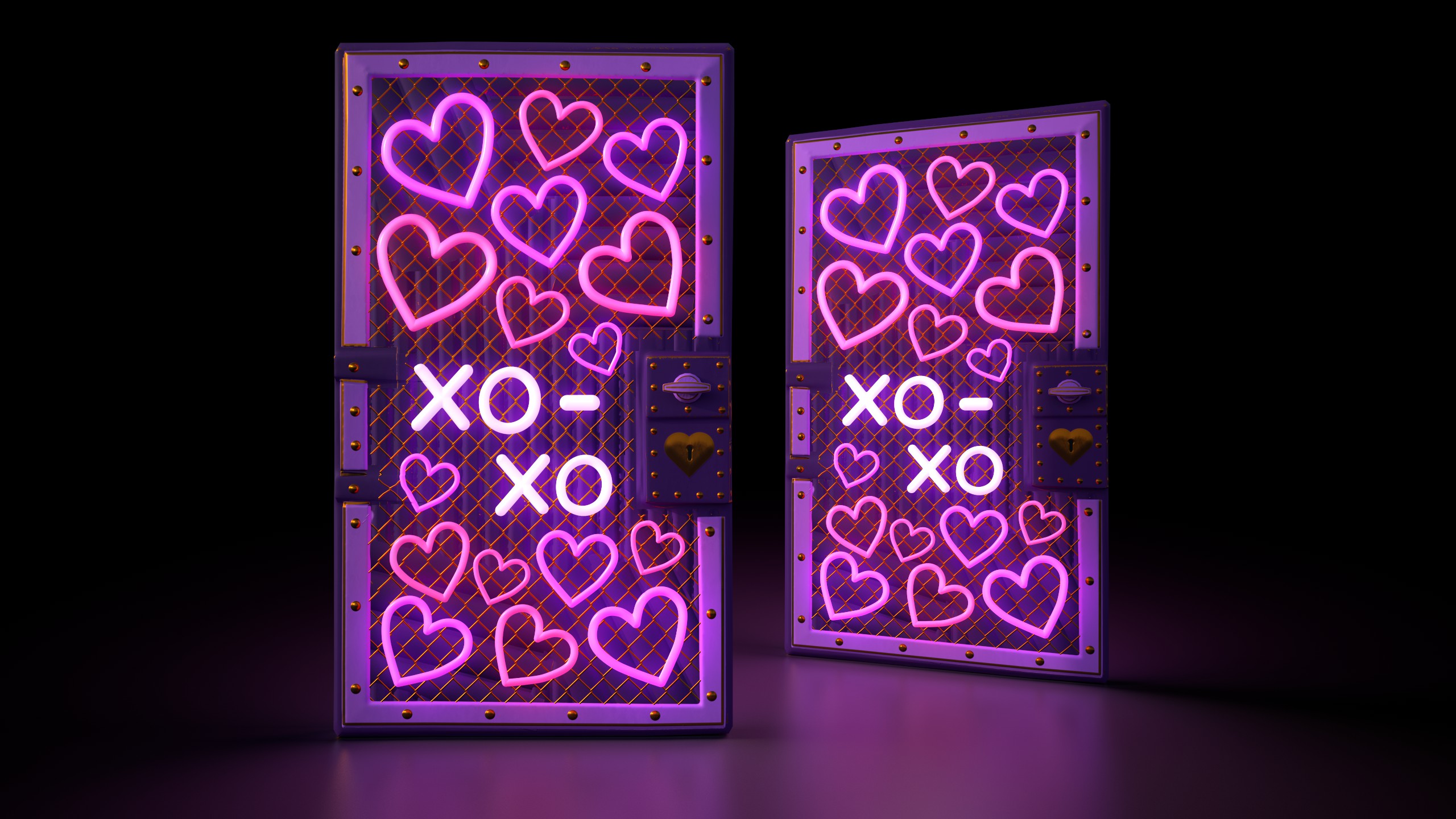 Neon Hearts Sheet Metal Door