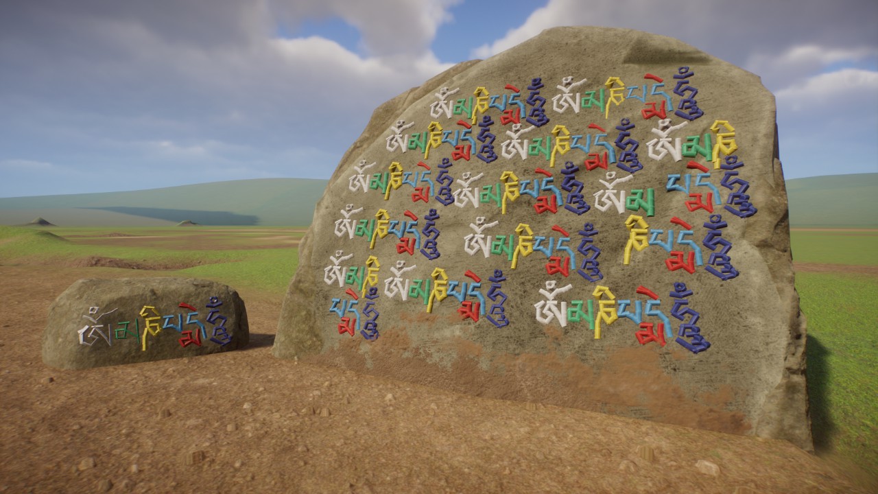 Buddhist prayer rock
