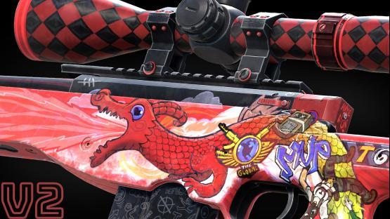 AWP | DOODLE LORE (red v2) black barrel