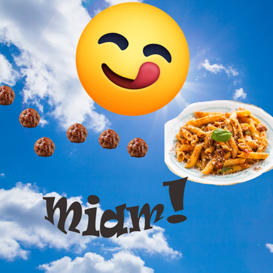 Accident dans l'assiette de penne bolo