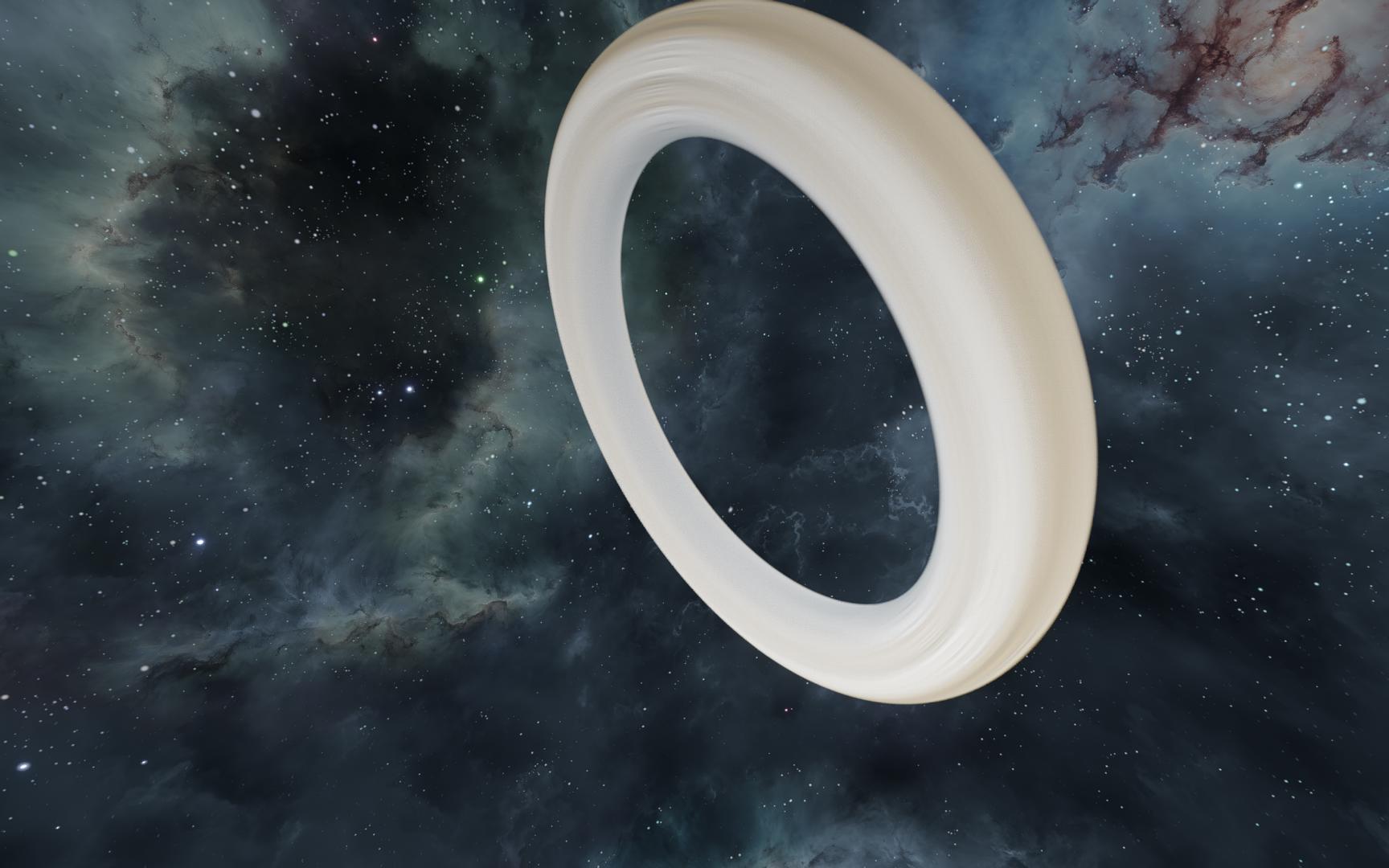 ringworld/hoop made from rings (no grid needed)