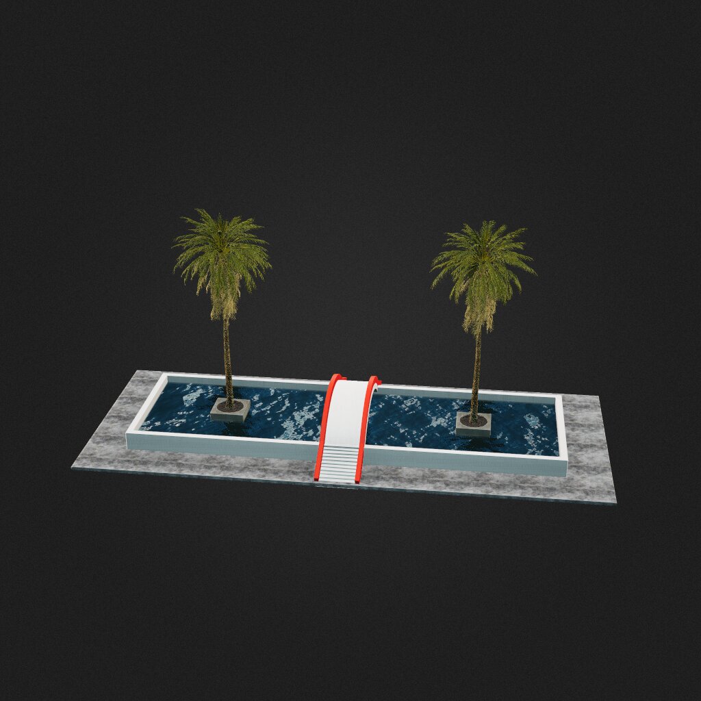 Water and palm trees 1