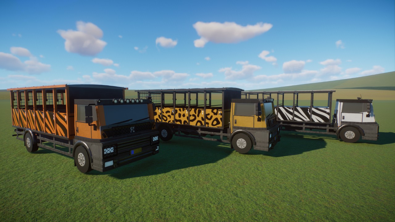 Zebra, Leopard and Tiger Safari Trucks (Original truck model by Carlos_G72)